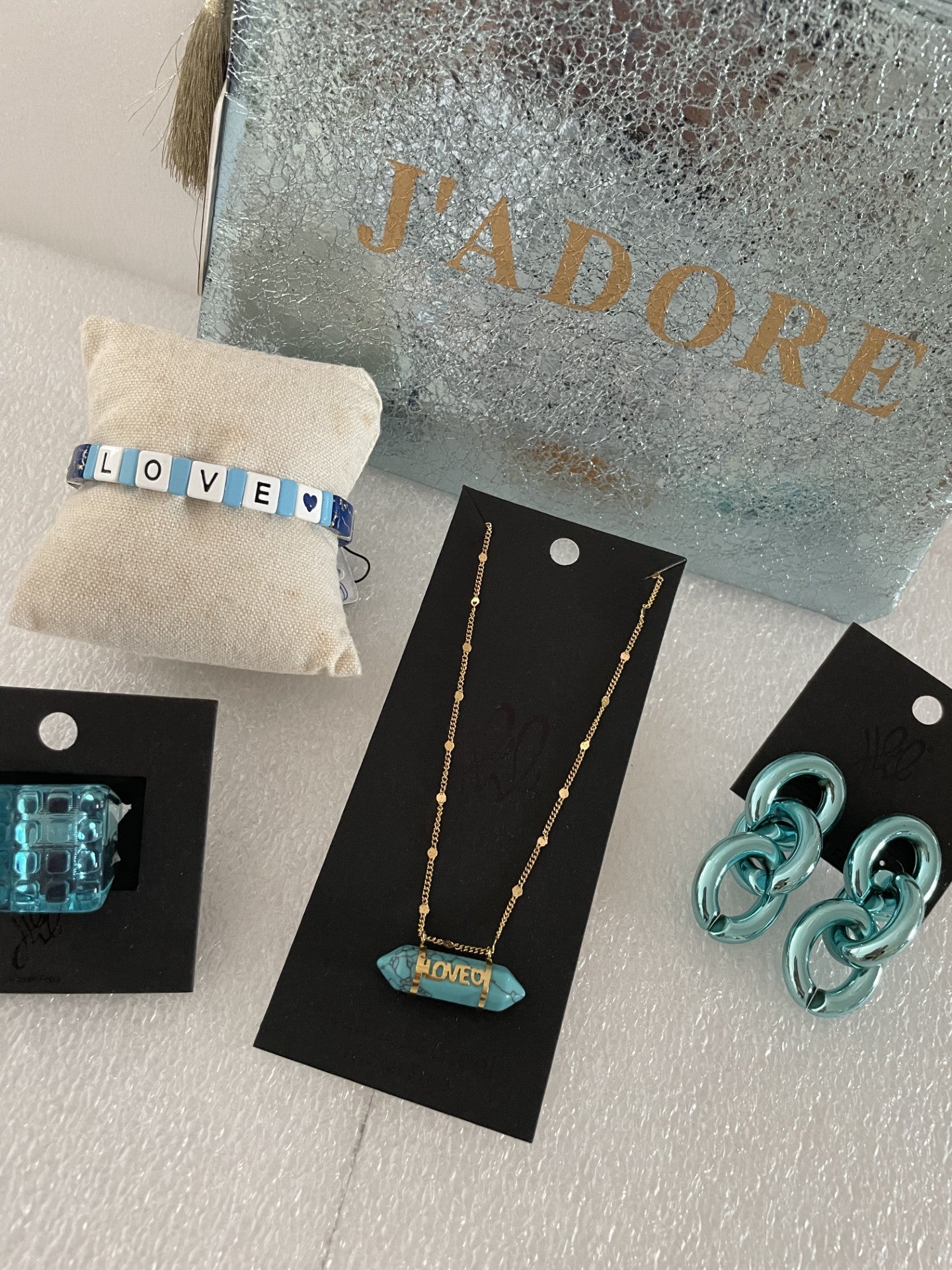 Pochette cadeau J'adore le bleu