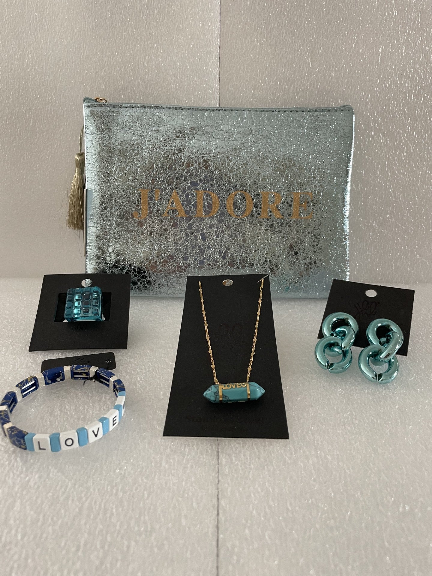 Pochette cadeau J'adore le bleu