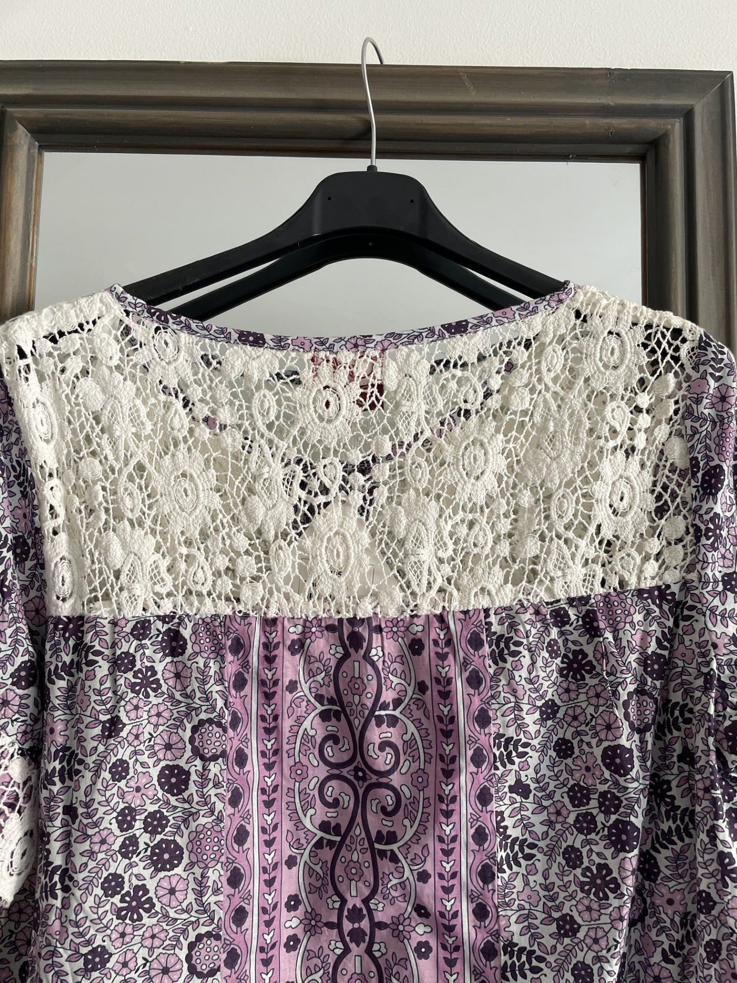 TOP large imprimé fleuri coton et dentelle
