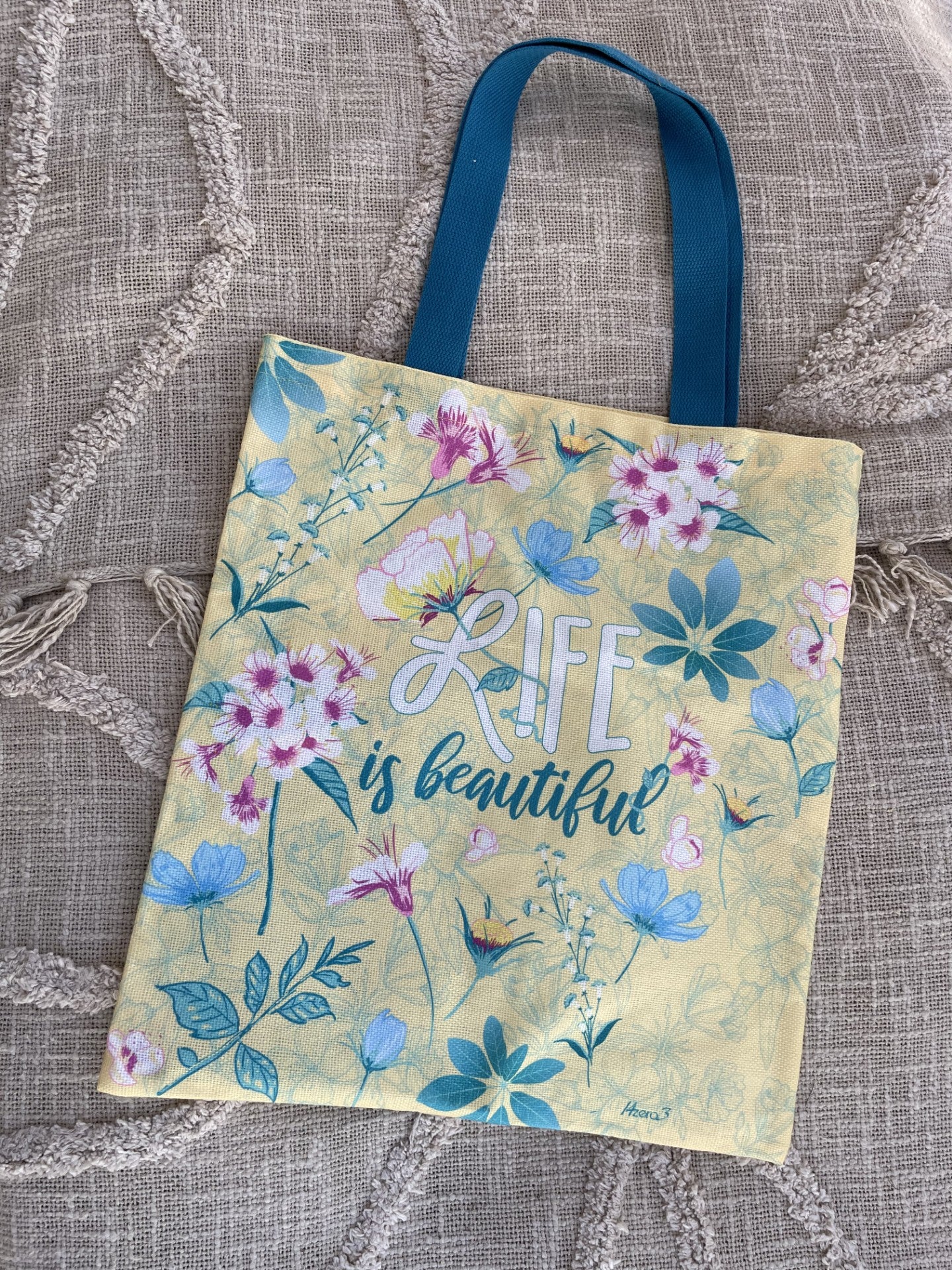 Duo "Life is beautiful" : Tote Bag & Pochette assortie - Rêvez en Grand avec Style !
