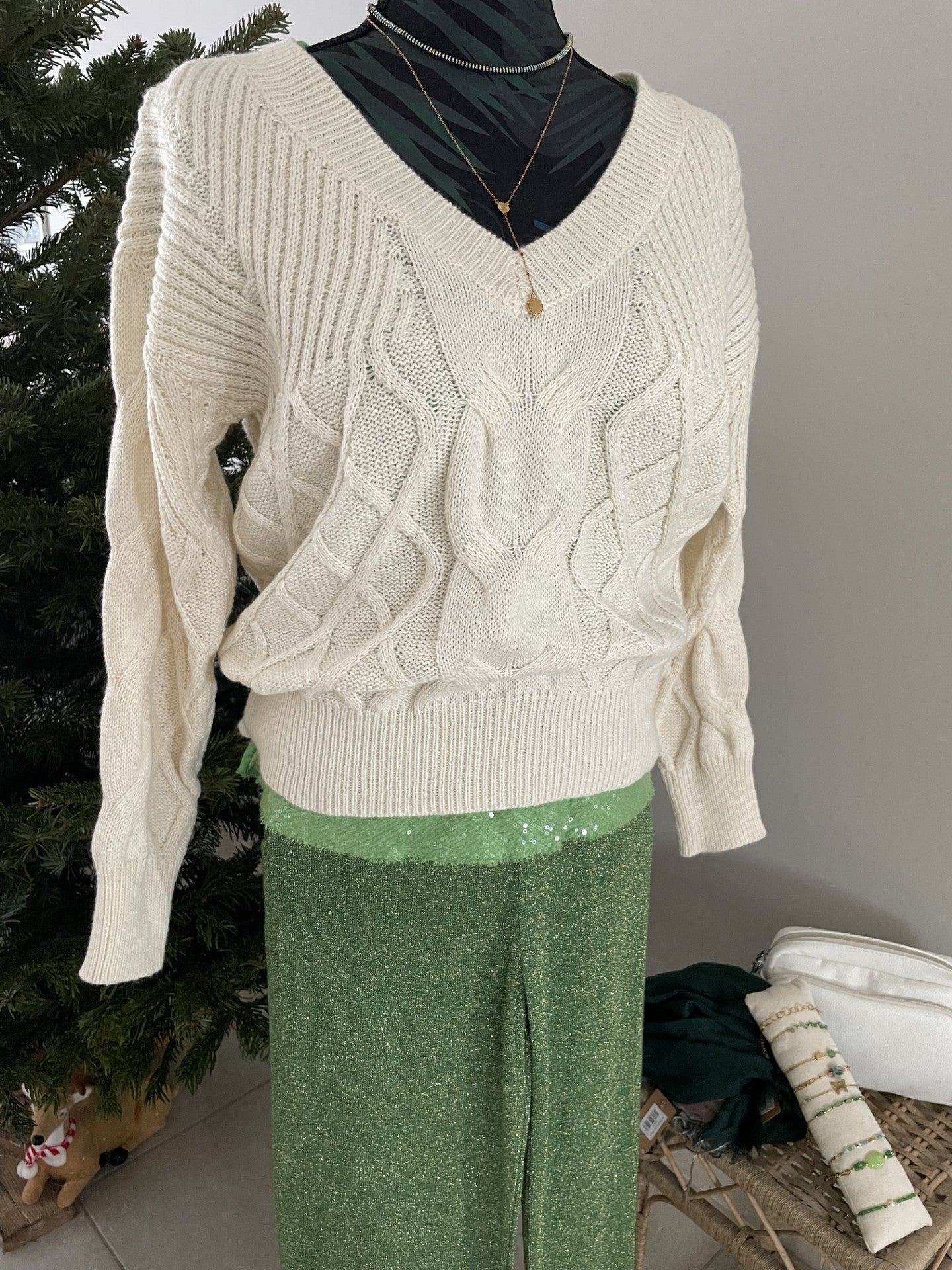 Pantalon en lurex pailleté et ses accessoires