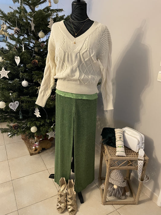 Pantalon en lurex pailleté et ses accessoires