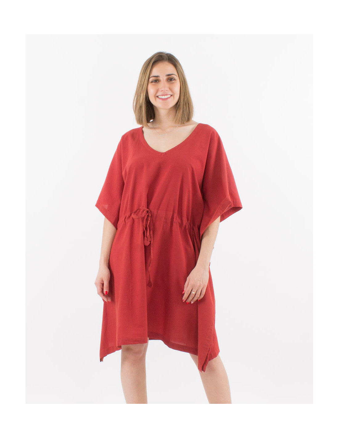 Tunique unie style kaftan en coton