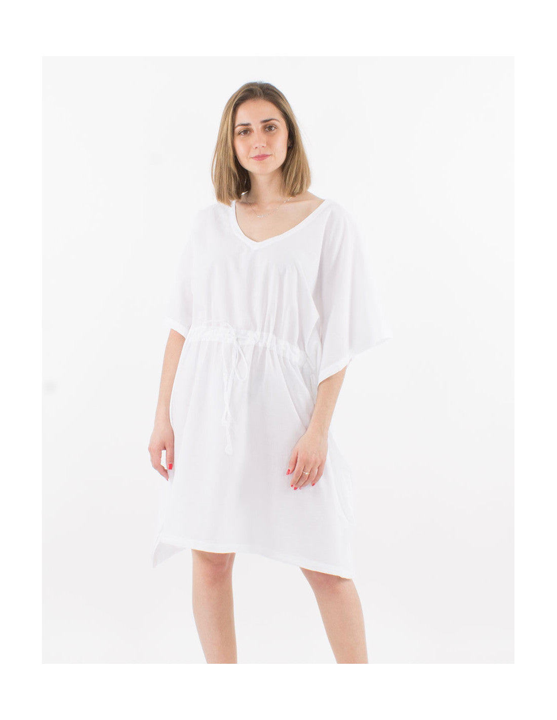 Tunique unie style kaftan en coton