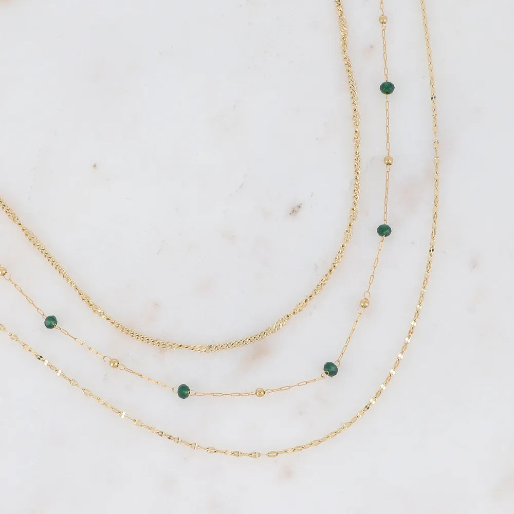 Collier Vanessa - 3 Rangs & Pâtes de Verre | Acier Inoxydable
