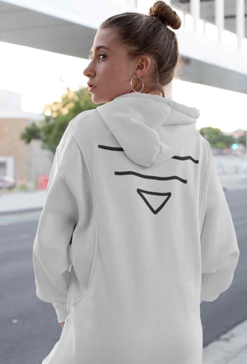 Sweat blanc à capuche